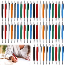 Leikurvo Pack of 50 Ergonomic Ballpoint Pens: Non-Slip Retractable Ballpoint Pen Large Capacity Ballpoint Pen for Office and Household Pen Blue Writing Case Colourful Colour Random