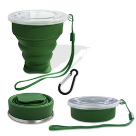 Collapsible Cup - Silicone Foldable Cup-Expandable Folding Drinking Cup -Reusable Portable Mugs Cup For Travel, Camping, Hiking, Survival, Car, Picnic, Beach, Holiday Vacation, Outdoor Dark Green