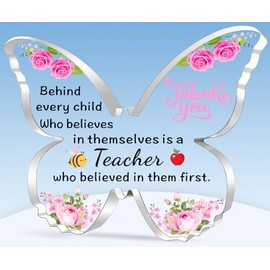 TTOVEN Thank You Teacher Gifts Teacher Gifts Teacher Plaque Gifts Beautiful Butterfly Acrylic Plaque-Behind Every Child