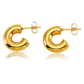 Thick Gold Hoop Earrings for Women Trendy 18k Gold Filled Hoop Earrings Big Chunky Huggie Hoops Earrings Dainty Gold Jewelry Gift for Girls