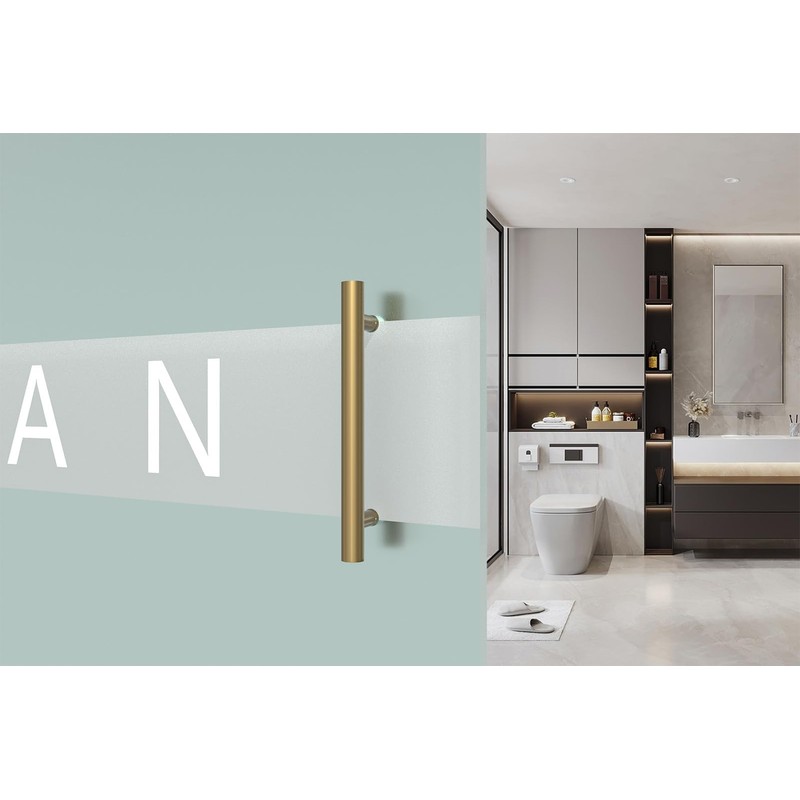 LVYIHAN Titanium Gold Round Barn Door Handles 12"/24"/36"/48"/59'', Pull Push