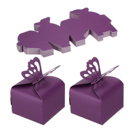 PATIKIL 2.36x2.36x2.76 Inch Favor Boxes, 60 Pcs Candy Party Butterfly Gift Boxes for Wedding Mother's Day Easter Anniversary Christmas Graduation Celebration, Fantasy Purple