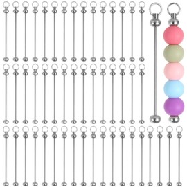 Homaisson 50 PCS Blank Beaded Keychain Bars, Metal Beading Sticks with Loop, Keychain Making Supplies for DIY Crafts, Bag Charms, Beadwork Projects, Jewelry or Custom Accessories