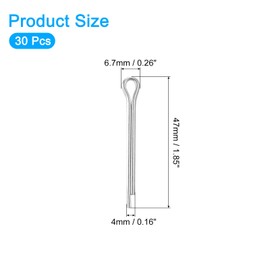 uxcell 30Pcs 4mmx32mm 304 Stainless Steel Cotter Pin, Split Pin Fastener Clips Split Cotter for Household Appliances, Sports Equipment, Car Mechanics Repair (Silver)