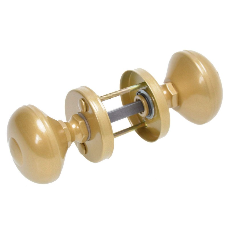 Aqbau Door Knob with Rosette Round Two-Piece Gold | Round