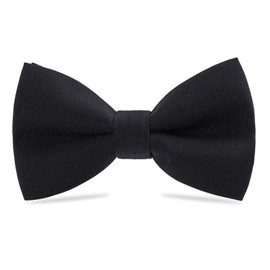 WELROG Classic Pre-Tied Bow Tie Kids & Men’Formal Solid Tuxedo Gabardine Adjustable Bow ties Necktie for Adults & Children for Wedding Party Fancy Plain Bowties (Black)