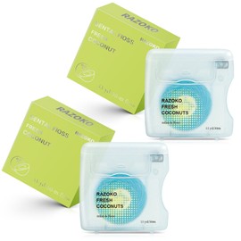 Coconut-Oil Infused Woven Dental Floss,Vegan and Cruelty-Free,Coconut 4 Month Supply (33 Yds x 2 Units)