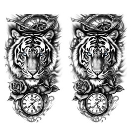 2 Sheets Temporary Tiger with Blue Eyes Tattoo Tiger Tattoo Animal Tattoo NAG109x2