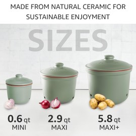 Romertopf Freshness Storage Potato Onion Garlic Clay Pot Set of 3 with Lids - Green