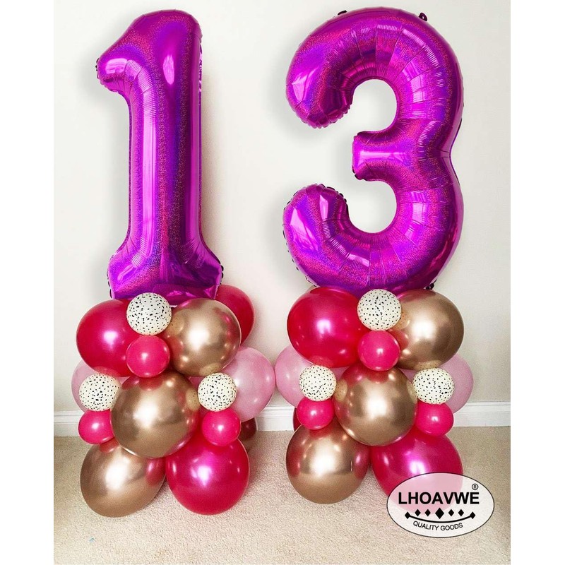 Laser Pink 30 Number Balloons 40 Inch Giant Hot Pink