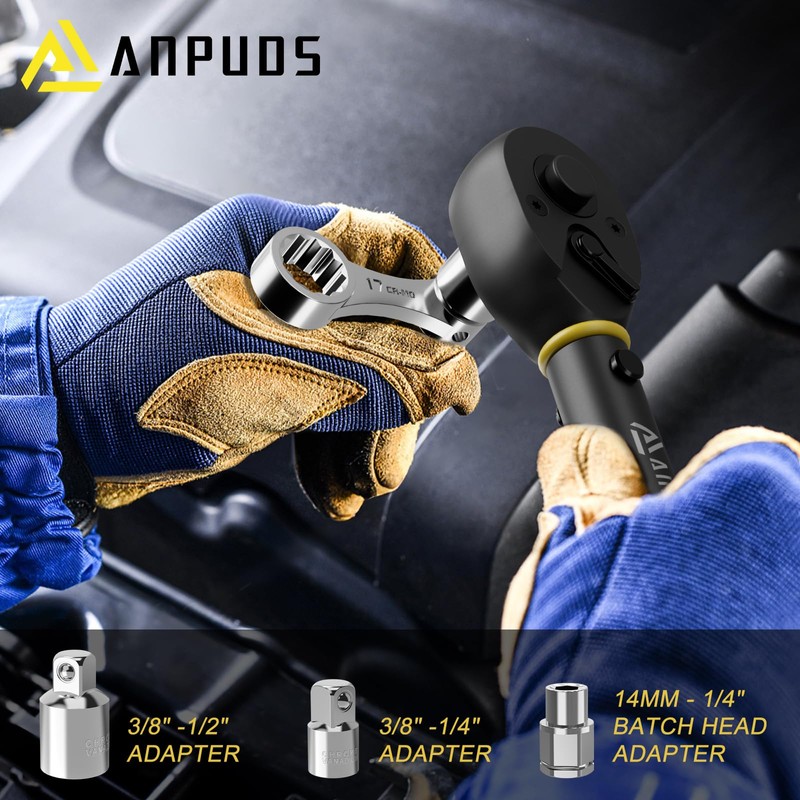 ANPUDS 17 pcs Metric Torque Adapter Set - 12 Point