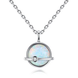 VIKI LYNN Opal Halskette 925 Sterling Silber Oktober Geburtsstein Schmuck für Frauen (Weiß Opal)