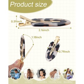 Mesovor 8 PCS No Bend Creaseless Hair Clips for Women, No Crease Non Slip Mini Flat Acrylic Hairclips for Hair Styling, Bangs, Makeup Application and Face Wash (Leopard)