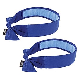 Cooling Bandana, Blue, Lined with Evaporative PVA Material for Fast Cooling Relief, Tie for Adjustable Fit, Ergodyne 6700CT, 2-Pack