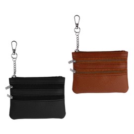 CVDYWDJIE 2 Pack PU He Purse, Fashion Simple Purse, Portable Coin Purse, Mini Storage Bag, Women's Purse, black