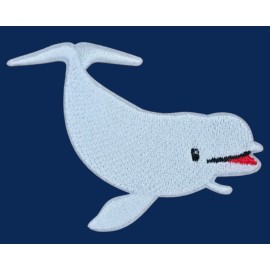 GRAY BELUGA WHALE MARINE SEA ANIMAL OCEAN ADVENTURE IRON ON PATCH