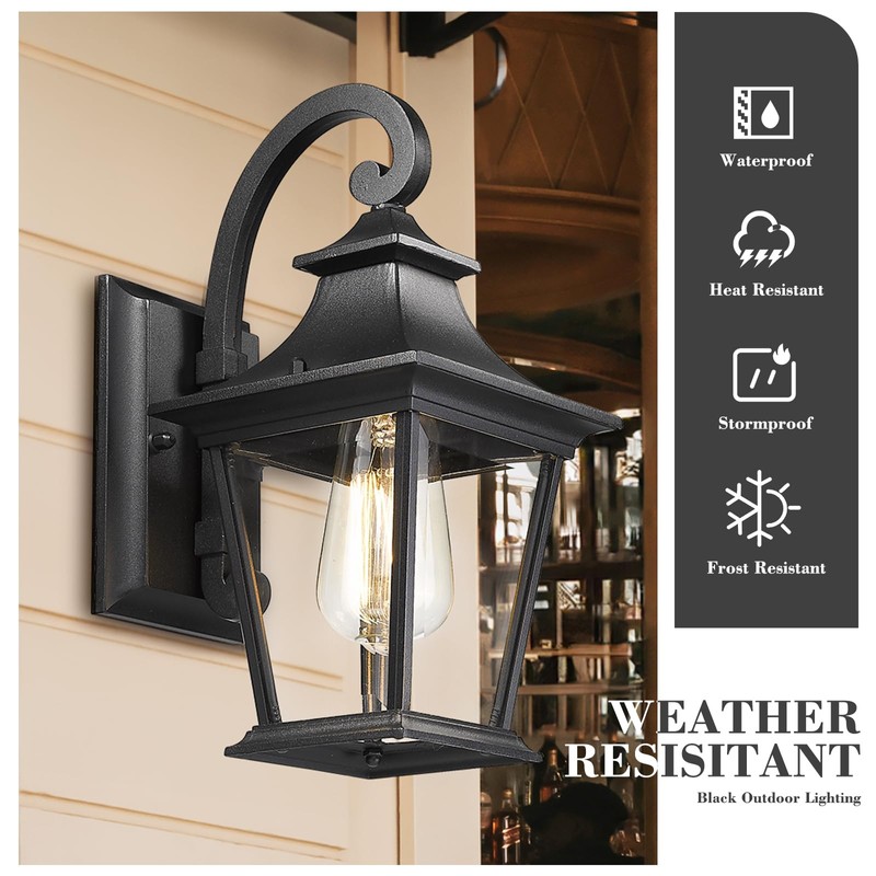 Emliviar Outdoor Porch Light, Modern Outside Wall Light Fixture for