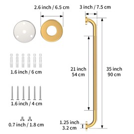 36 Inch Anti Slip Shower Grab Gold, Munzong Bathroom Grab Bar, Knurled Bathroom Balance Bar,Safety Hand Rail Support Handicap Elderly Injury Senior Assist Bath Handle