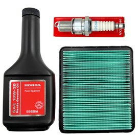KINDZA Genuine Tune up kit for Honda GCV135 GC160 GCV160 GCV190 GC135 Lawn Mower HRR216 HRC216 HRT216 HRX217 F220 WN20 w/Motor Oil Genuine 17211-ZL8-023 Air Filter Spark Plug 98079-55846