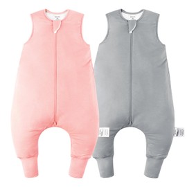 EasyFi Rayon Made from Bamboo Sleep Sack 24-36 Months 0.5 Tog Ultra Soft Summer Toddler Sleep Sack 2t-3t with Feet 2-Way Zipper Lightweight Sleeping Bag Baby Wearable Blanket (2 Pack)-Pink & Gray