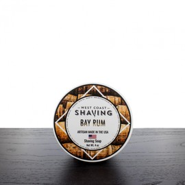 West Coast Shaving Bay Rum Scented Shaving Soap, Tallow Based, Skin Nourishing Butters and Oils, 4 oz.