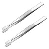 2pcs Silver Stamp Tweezers for Collecting Stamps Precision Flat Tip