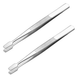 2pcs Silver Stamp Tweezers for Collecting Stamps Precision Flat Tip Tweezers for Document Handling and Crafting