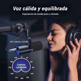 Micrófono Dinámico USB/XLR para PC, TONOR Profesional microphone Vocal con 24Bit/96kHz, Mic de condensador con 3.5mm jack auriculares,Botón Mute para Podcast Estudio Streaming Grabación Youtube, TD510