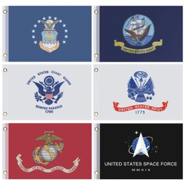 Lot of 6 Branches Military Set Polyester Flags Air Force,Navy, Coast Guard,Army Banner(12 * 18 Inch)