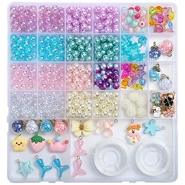 Naler Cuentas para Pulseras Niñas Kit de 400 Accesorios Bricolaje Abalorios de Colores para Hacer Collares Manualidades Niñas (6-10mm)