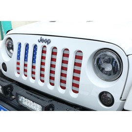 Hooke Road JK Front Grill Mesh Grille Insert Bug Screen US American Flag for 2007-2018 Jeep Wrangler JK & Unlimited