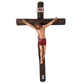 20" Crucifijo Tronco De Madera , Round Wood Wall Crucifix #18634 Hecho En Mexico