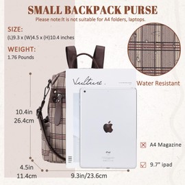 MayBlosom Women Backpack Purse, PU Leather Fashion Convertible 2 Ways Shoulder Bag Travel Daypacks for School Work (Coffee Grid)