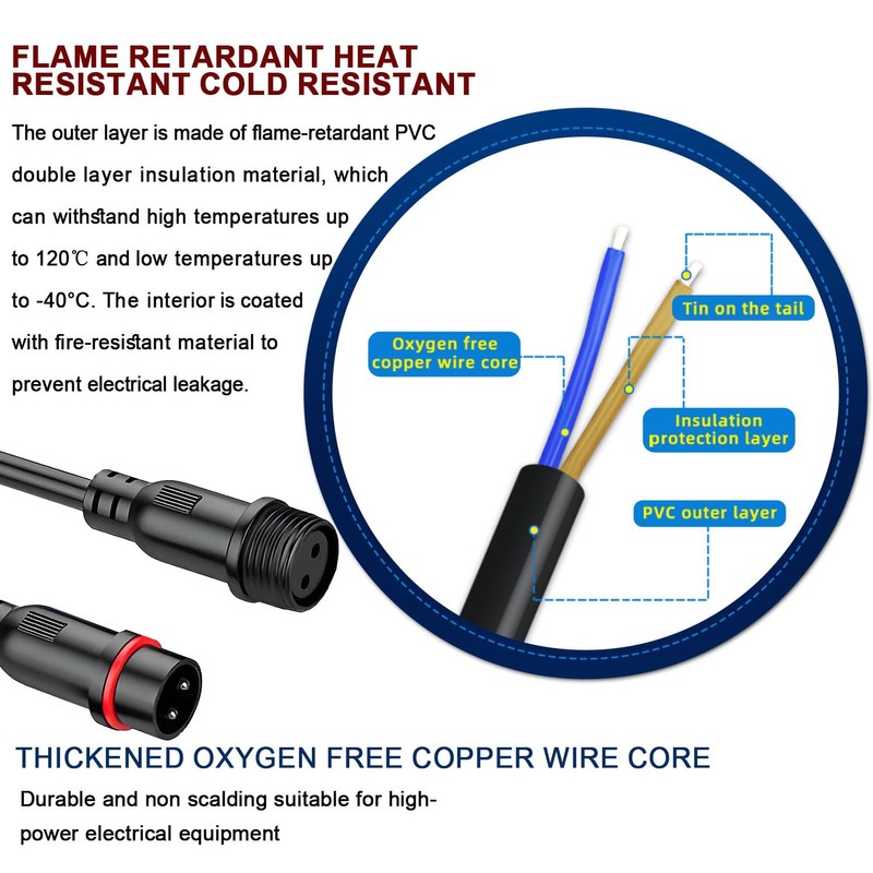 HaoDuoQian 2 Core 2Pin Led Connector 18AWG Big Size IP65