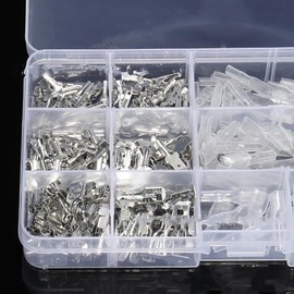 KSOPUERT 270PCS Male & Female Quick Splice Wire Crimp Spade Terminals Block Connector 2.8MM 4.8MM 6.3MM with Insulating Sleeve