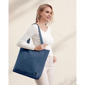 Prite Corduroy Tote Bag for Women Large Shoulder Bag with Zipper and Pockets for College School Work Travel Shopping