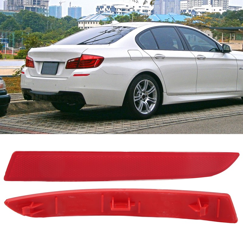 1 Pair Rear Bumper Reflector 63147318556 Red Housing Strong Retroreflection