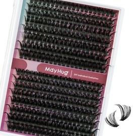 Mayhug Eyelash Extensions, 60D Individual Eyelashes, 320 Pieces, D Curl Cluster Lashes, 9-16 mm, DIY Natural Eyelashes, Fake Lashes