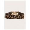 Floerns Women's Wide Elastic Belt Vintage Leopard Square Symmetrical Buckle