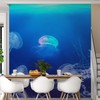 Jellyfish Floating Underwater Wall Mural. Deep Blue Ocean/Aquarium Theme Peel