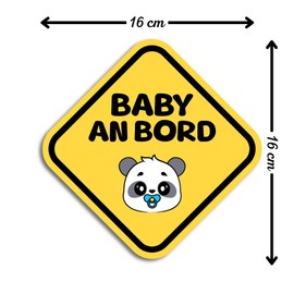 Baby on Board Sticker Car, Baby Panda Diamond Car Sticker 16 x 16 cm, Weatherproof and UV-Resistant Sticker Car, Sticker Baby and Car Baby for Safe Drives with Your Child