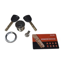 RiKey Security - Solid Brass Mortise Cylinder 1" High Security with 2 Dimple Keys Heavy Duty Lock