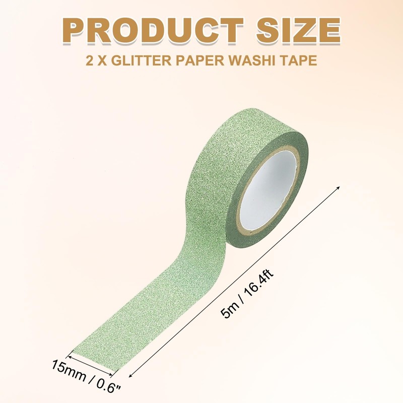 PATIKIL 2Roll Glitter Paper Washi Tape, Glitter Film Decorative Tape