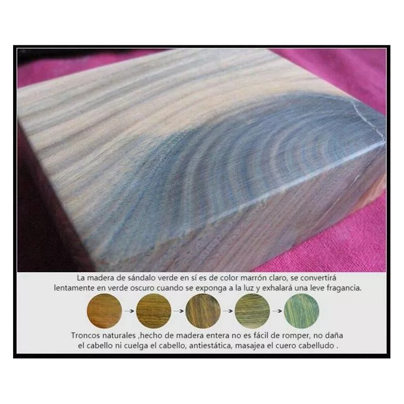 Iwansol Peine Antifrizz De Madera De Sándalo Verdepeine Antiestático