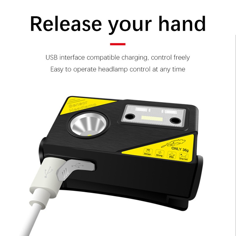 K180 LED Lightweight USB Charging Headlamp Hat Clip Integrated Induction