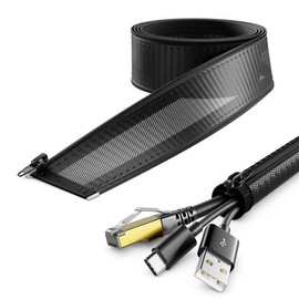 deleyCON 3.0 m Cable Tube with Zip 15 mm Diameter Cable Management Cable Duct Cable Protection Robust Nylon Cable Sheath Household Office Desk Black