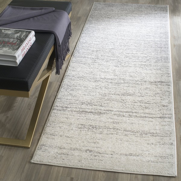 SAFAVIEH Adirondack Collection ADR113B Modern Ombre Non-Shedding Living Room Bedroom Runner, 2'6" x 22' , Ivory / Silver