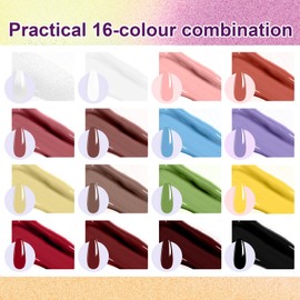 U-Shinein Gradient Painting Gel Set, 16 Colors Ombre Gel Nail Polish with 12* Nail Art Tools for Ombre Nails Aura Nails French Manicure Chrome Powder Long-lasting No-wipe DIY Art Luminescence Glazing