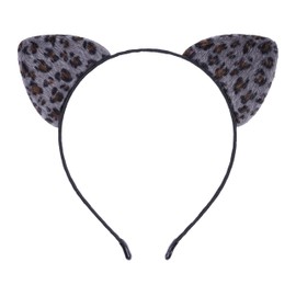 Bonnie Z. Leonardo Leopard Ears Cat Ears Headband Furry Grey Leopard