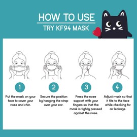 INSTALASHES Kf94 kids comfortable mask made korea 4-Layer Filters mask. Individual Pack (K_Black_50set)